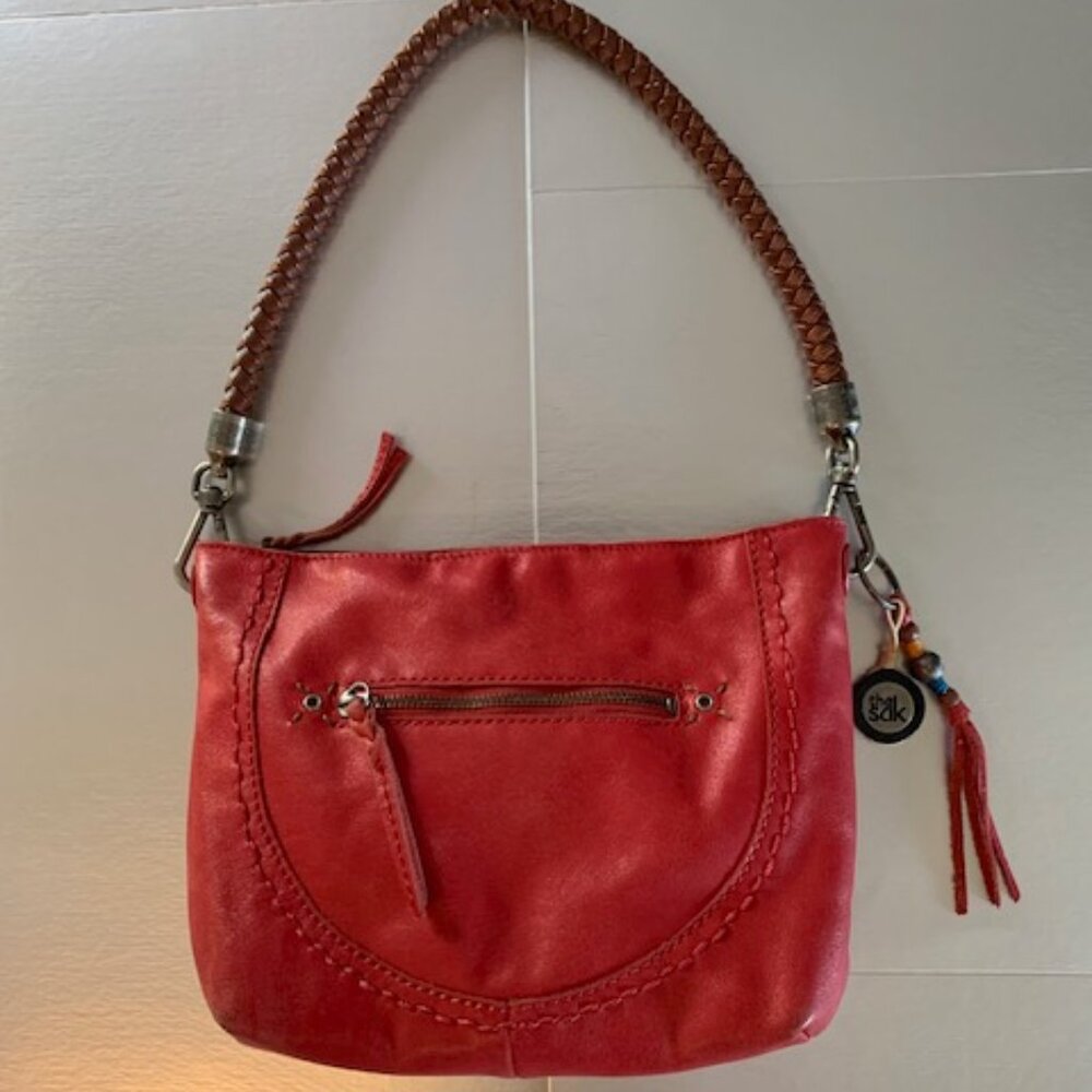The Sak 100% Leather Purse Red with Metal Hardware Sturdy Shoulder Strap